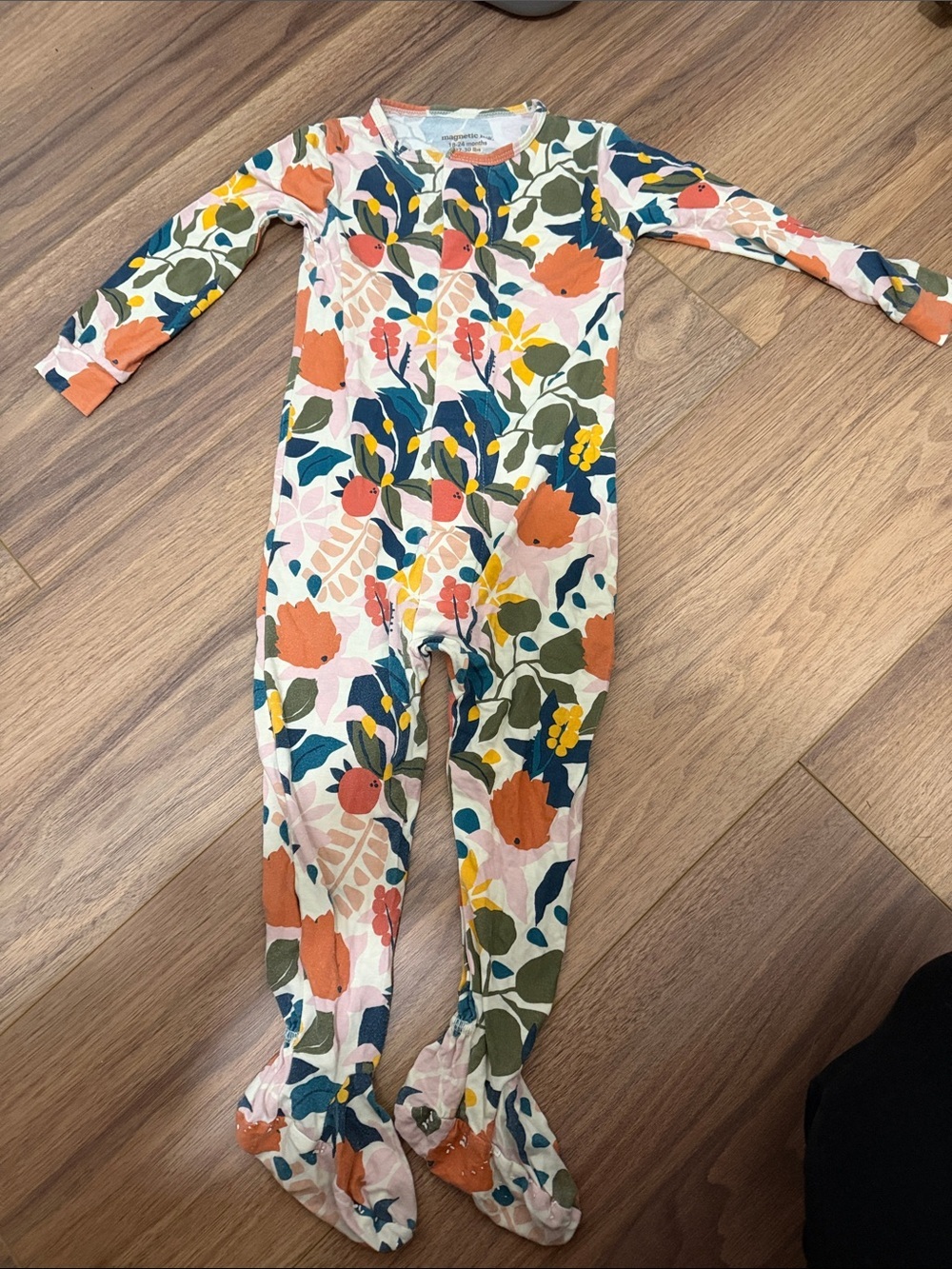 Magnetic Me Floral Footed One-Piece - Pink, Orange, Blue, Green, Yellow